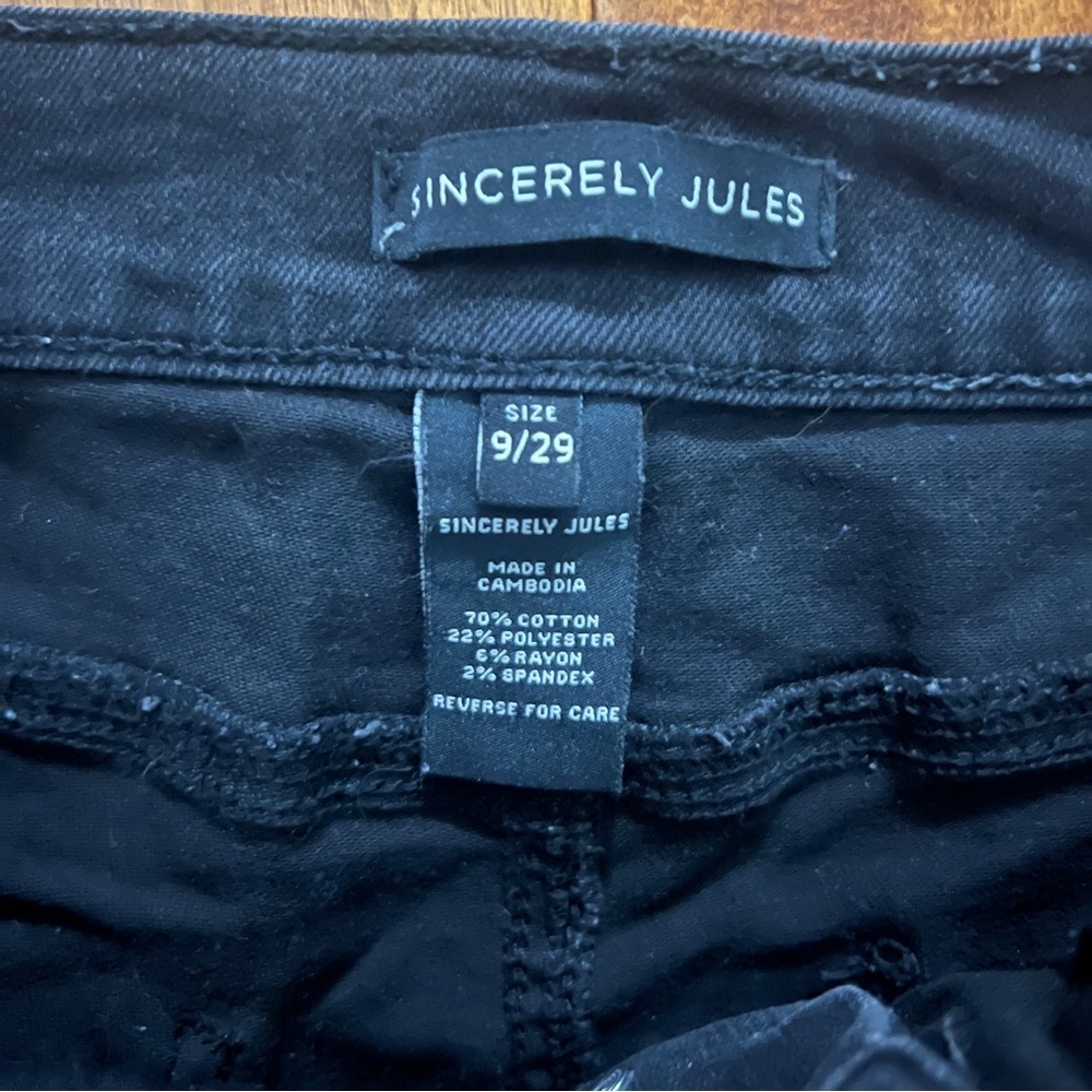 Sincerely Jules Distressed Jean Shorts Size 9 Black Whimsygoth 90’s Casual - Picture 3 of 8